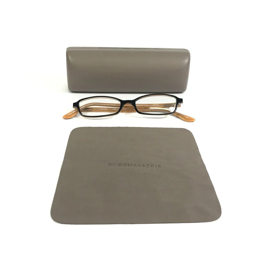 BCBGMAXAZRIA Petite Eyeglasses Frame XENA BLA Black Orange Rectangle 49-15-140